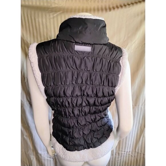 Calvin Klein Performance Womens Puffer Vest Medium Black & White Sherpa-Lined Zi - Picture 4 of 7